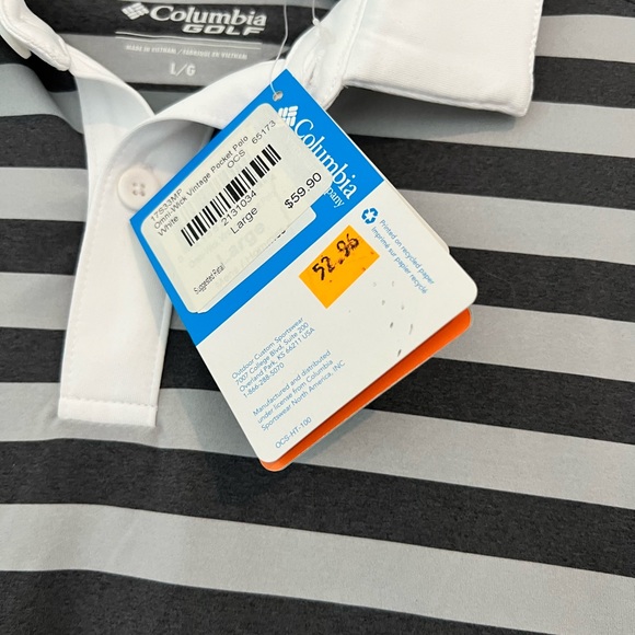 NWT Columbia Striped Omni-wick Golf Shirt, Size Large - Picture 7 of 8